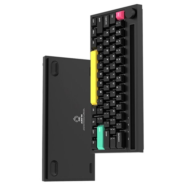 Ajazz K620T Bluetooth Wireless/Wired Dual Mode Mechanical Keyboard with 4400mA Battery RGB Backlit - Black with Blue Switch