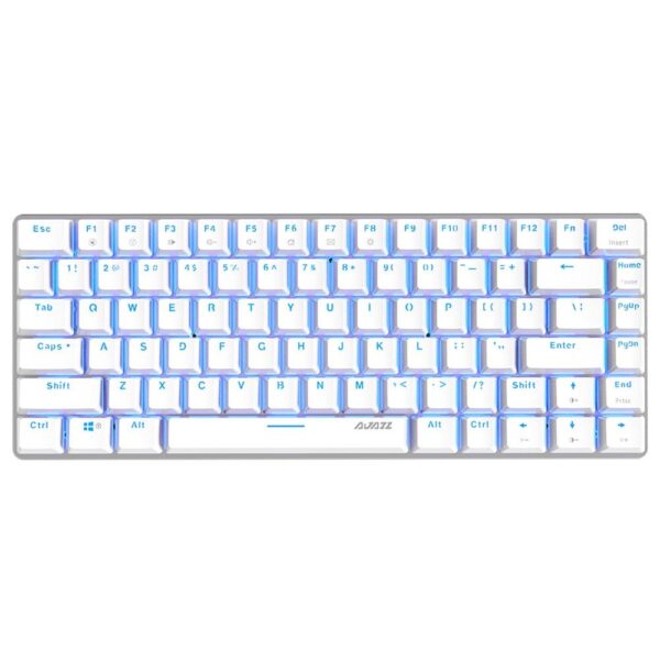 Ajazz AK33 Wired Mechanical Keyboard Black Switch Full Blue Backlight - White